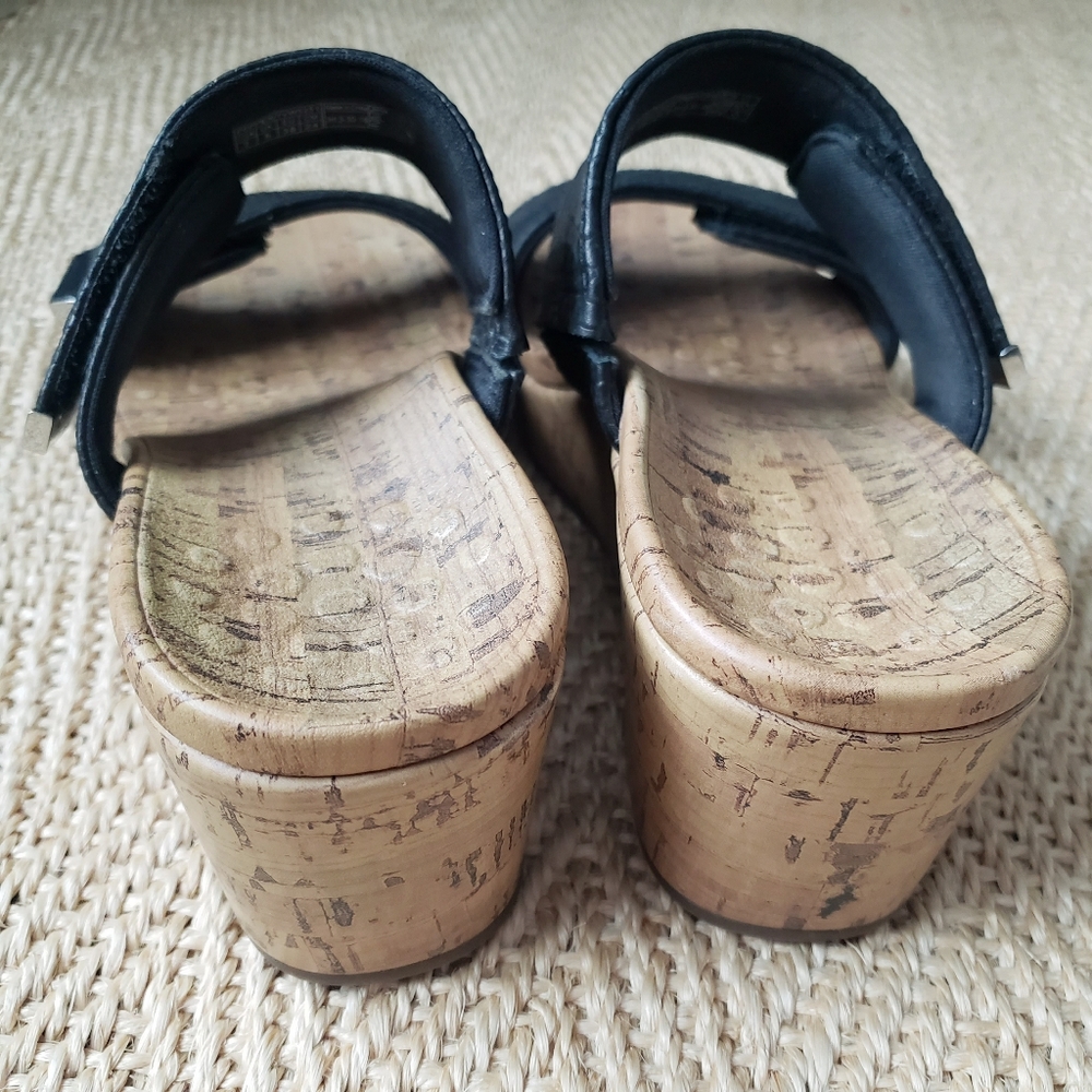 Vionic Black Cork Wedge Sandals - Picture 3 of 12